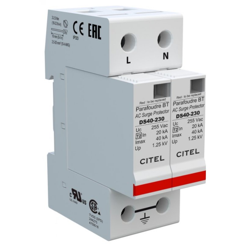 Обмежувач перенапруг CITEL AC 1-фазний T2 / C461501 DS42-230